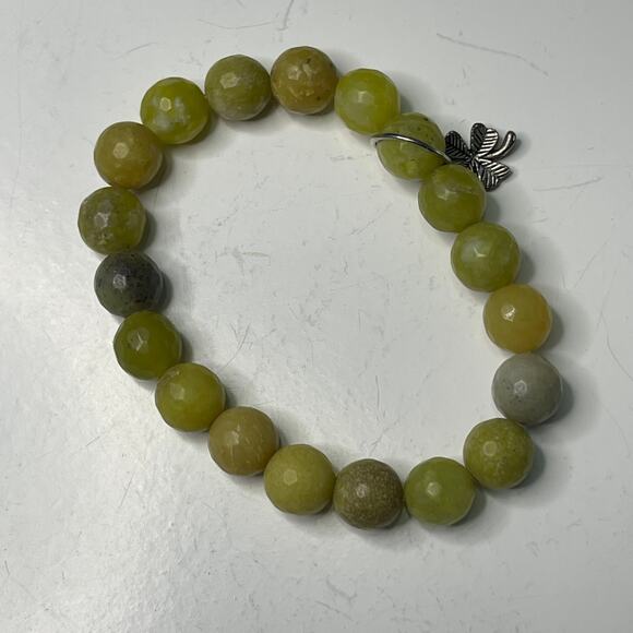 Set of beaded bracelets stretch easy on and off white green blue peachy pink - Picture 11 of 16